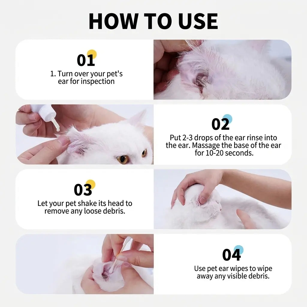 Gentle Pet Ear Wash Solution for Cats & Dogs – Effective Ear Cleaning Liquid and Drops for Optimal Ear Care
