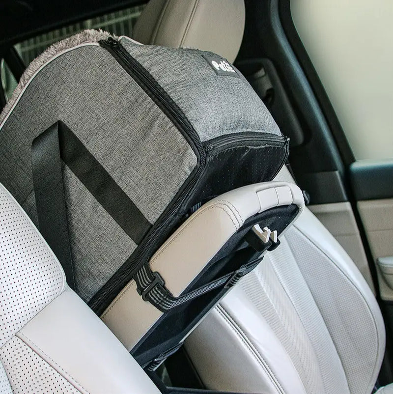 FANGFANG Pet Car Console Carrier - Cozy Nest for Cats & Small Dogs, Waterproof & Machine-Washable, 3-in-1 Travel Bag and Bed