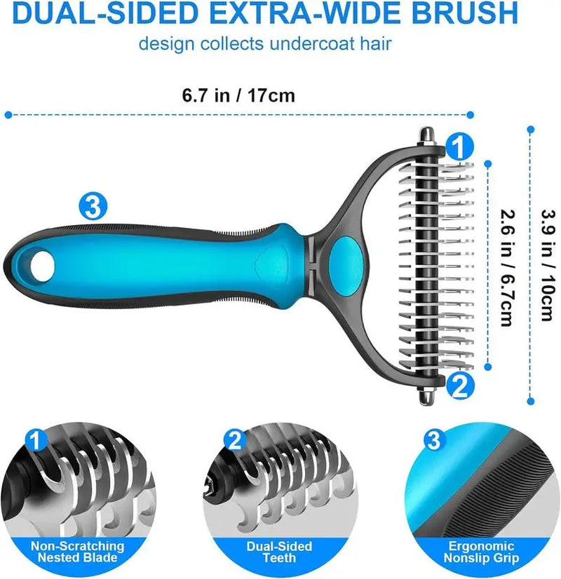 Universal Detangling Comb for Dogs - Double-Sided Stainless Steel Grooming Tool for Effortless Coat Care & Shedding Removal
