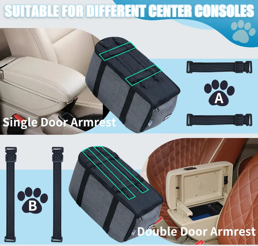 FANGFANG Pet Car Console Carrier - Cozy Nest for Cats & Small Dogs, Waterproof & Machine-Washable, 3-in-1 Travel Bag and Bed