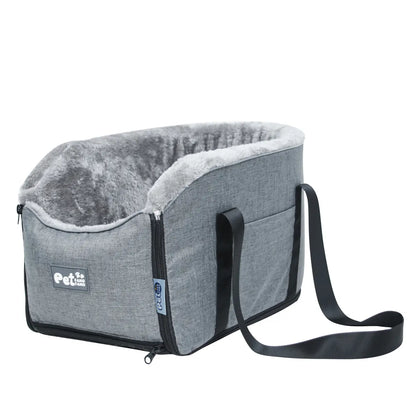 FANGFANG Pet Car Console Carrier - Cozy Nest for Cats & Small Dogs, Waterproof & Machine-Washable, 3-in-1 Travel Bag and Bed