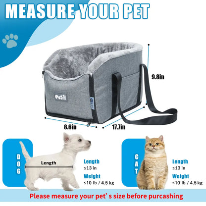 FANGFANG Pet Car Console Carrier - Cozy Nest for Cats & Small Dogs, Waterproof & Machine-Washable, 3-in-1 Travel Bag and Bed