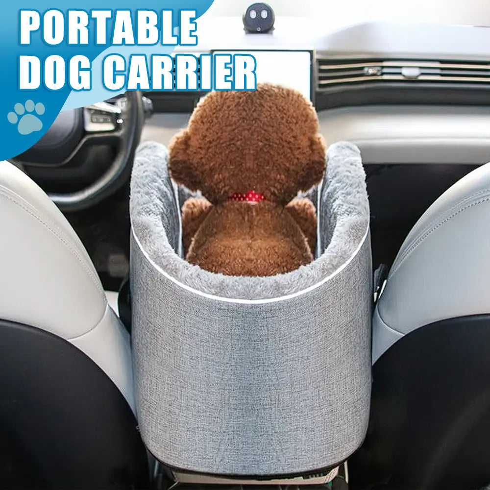 FANGFANG Pet Car Console Carrier - Cozy Nest for Cats & Small Dogs, Waterproof & Machine-Washable, 3-in-1 Travel Bag and Bed