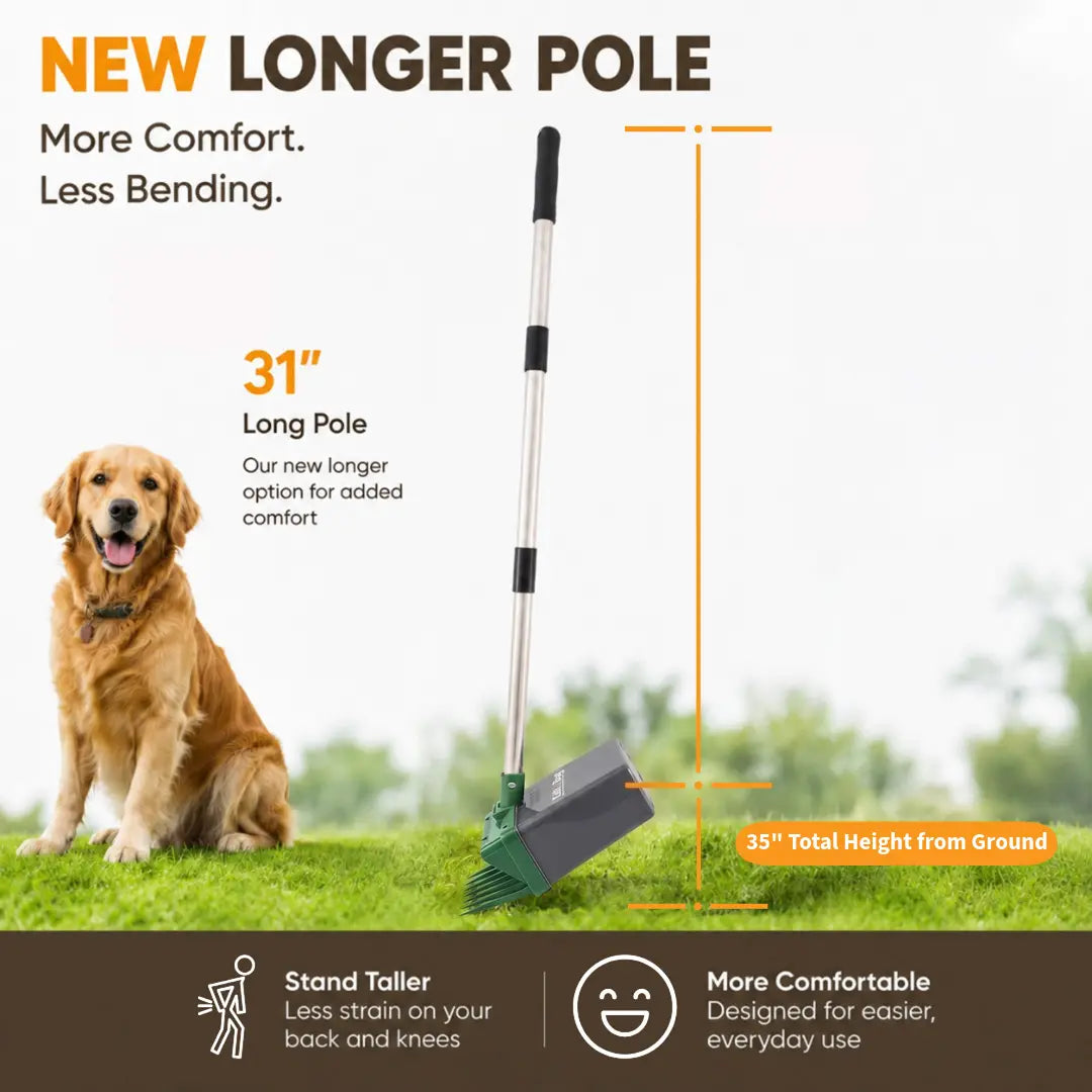 Revolutionize Dog Cleanup with the Neater Pets Lift N' Bag Pooper Scooper - Now with a 31" Extended Pole for Effortless One-Handed Use and Eco-Friendly Extra-Large Bags!