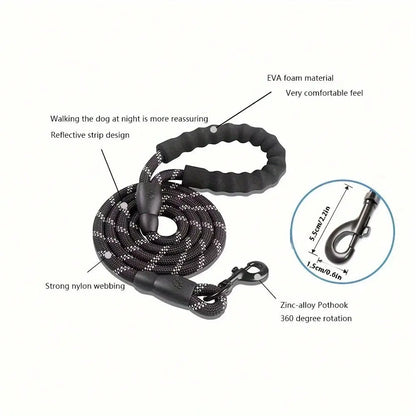 Ultimate Heavy Duty No-Pull Dog Leash for Large Dogs - Chew Resistant Reflective Rope Lead with Comfortable Padded Handle for Safe Outdoor Training