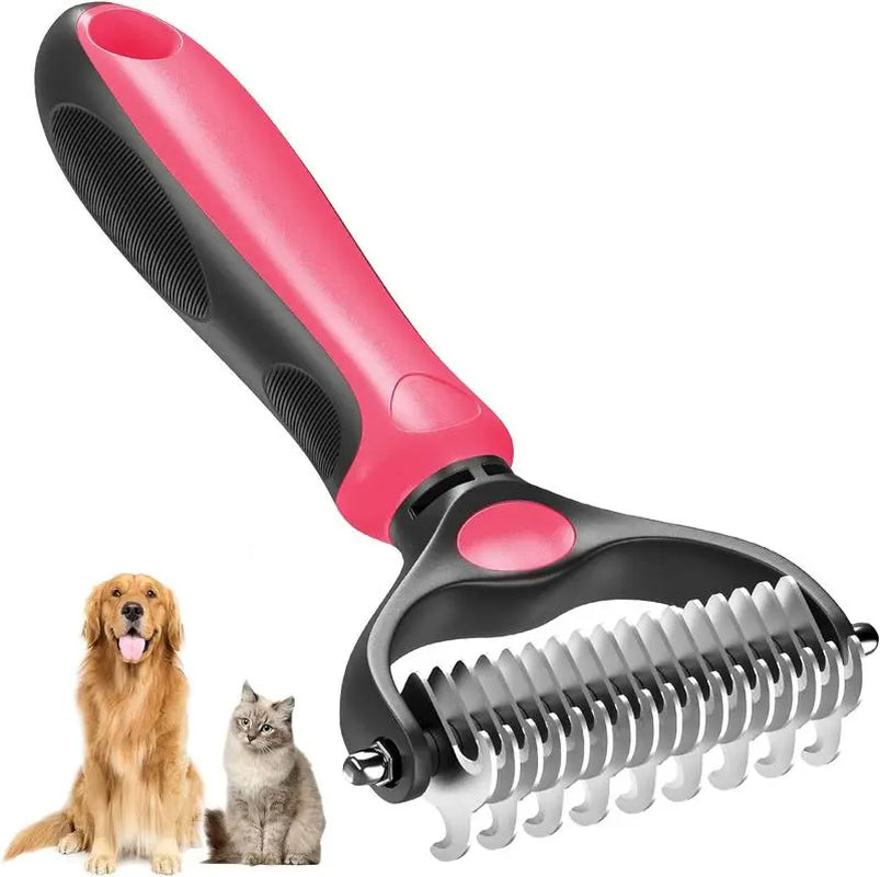 Universal Detangling Comb for Dogs - Double-Sided Stainless Steel Grooming Tool for Effortless Coat Care & Shedding Removal