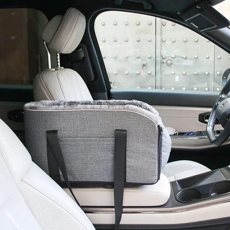 FANGFANG Pet Car Console Carrier - Cozy Nest for Cats & Small Dogs, Waterproof & Machine-Washable, 3-in-1 Travel Bag and Bed