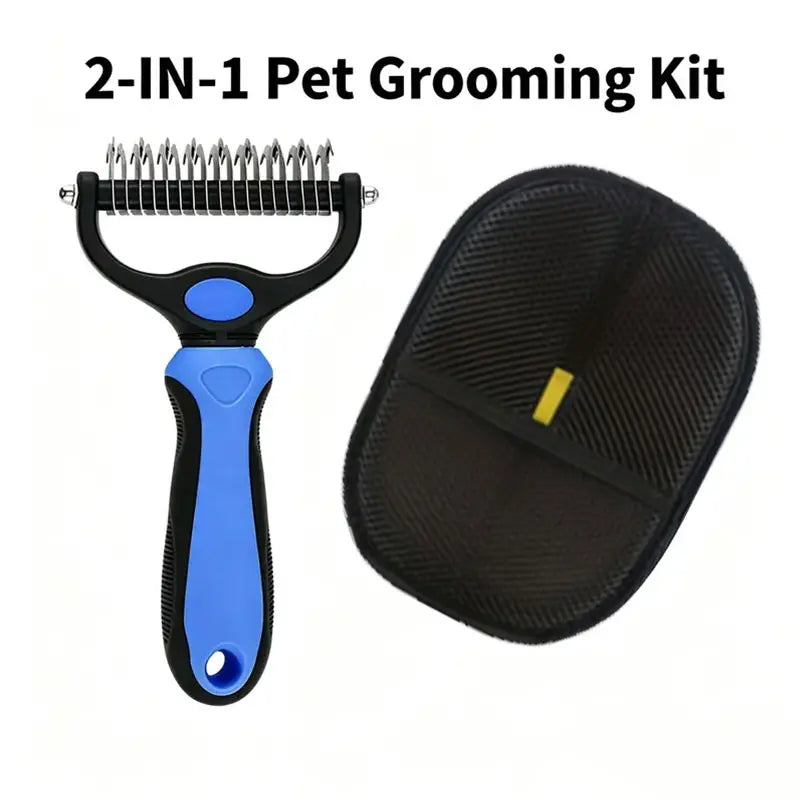 Universal Detangling Comb for Dogs - Double-Sided Stainless Steel Grooming Tool for Effortless Coat Care & Shedding Removal