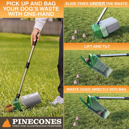 Revolutionize Dog Cleanup with the Neater Pets Lift N' Bag Pooper Scooper - Now with a 31" Extended Pole for Effortless One-Handed Use and Eco-Friendly Extra-Large Bags!
