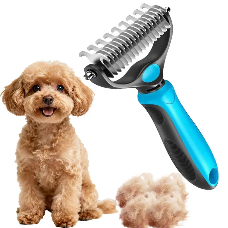 Universal Detangling Comb for Dogs - Double-Sided Stainless Steel Grooming Tool for Effortless Coat Care & Shedding Removal