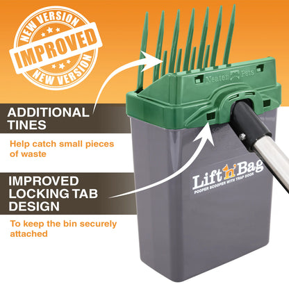Revolutionize Dog Cleanup with the Neater Pets Lift N' Bag Pooper Scooper - Now with a 31" Extended Pole for Effortless One-Handed Use and Eco-Friendly Extra-Large Bags!