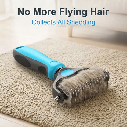 Universal Detangling Comb for Dogs - Double-Sided Stainless Steel Grooming Tool for Effortless Coat Care & Shedding Removal