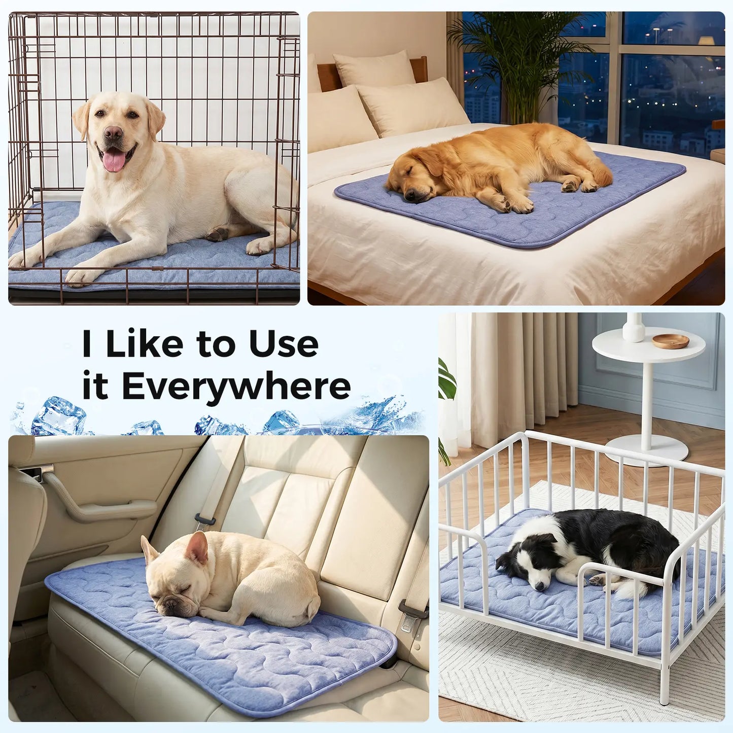 Ultimate Dog Cooling Pad - Thin & Thick Options for All Breeds, Instant Chill Fabric, Washable & Non-Slip Design, Perfect for Summer Relaxation