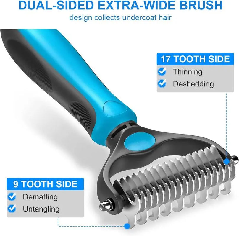 Universal Detangling Comb for Dogs - Double-Sided Stainless Steel Grooming Tool for Effortless Coat Care & Shedding Removal
