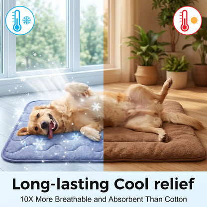 Ultimate Dog Cooling Pad - Thin & Thick Options for All Breeds, Instant Chill Fabric, Washable & Non-Slip Design, Perfect for Summer Relaxation