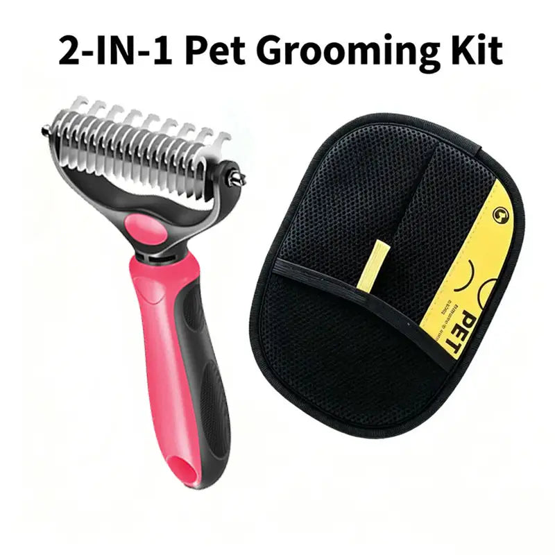 Universal Detangling Comb for Dogs - Double-Sided Stainless Steel Grooming Tool for Effortless Coat Care & Shedding Removal