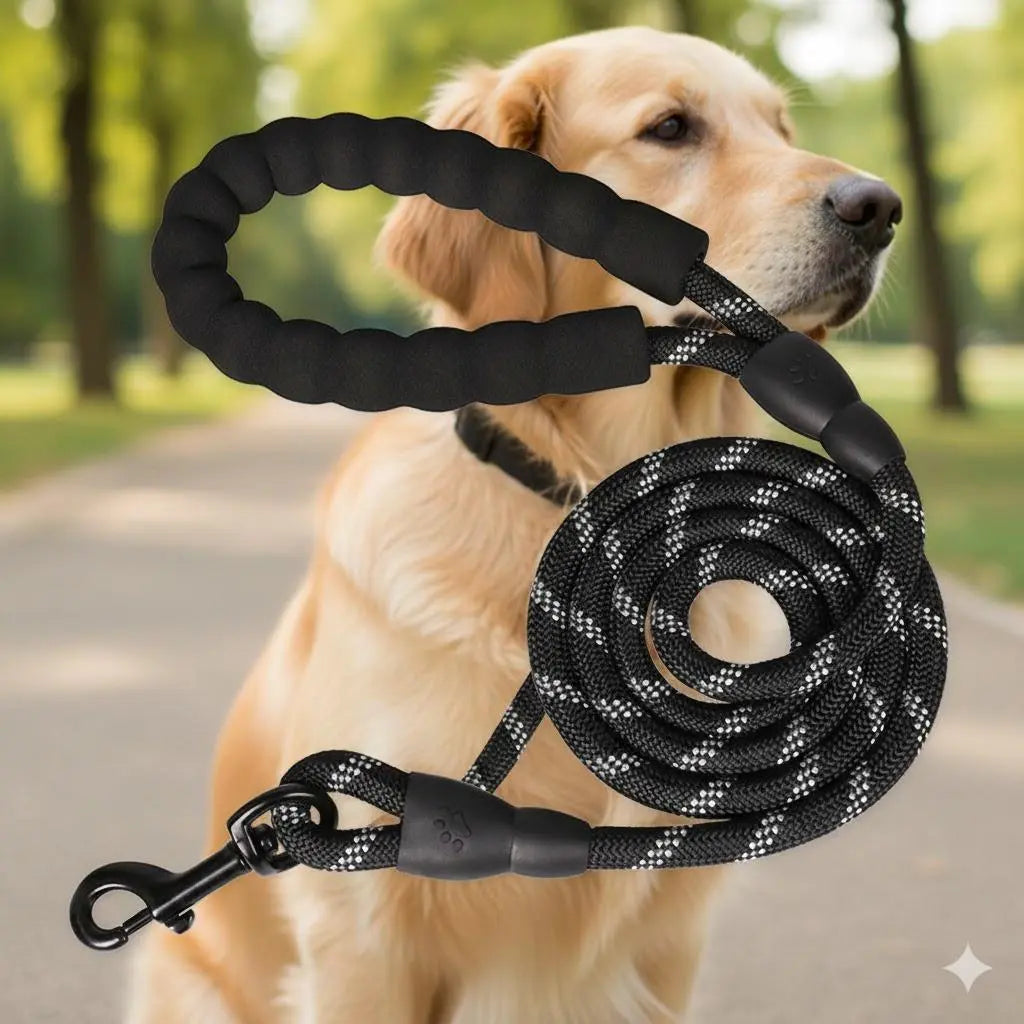 Ultimate Heavy Duty No-Pull Dog Leash for Large Dogs - Chew Resistant Reflective Rope Lead with Comfortable Padded Handle for Safe Outdoor Training